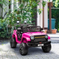 Qaba 12V Battery Powered Ride On Truck, Kids Electric Car with Spring Suspension, Remote, Horn, USB Music, Pink(m-10)