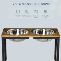 PawHut Elevated Dog Bowls with Stand, Raised Dog Feeder for Large Sized Dogs, Oak(m-4)