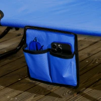 Outsunny 2 Piece Folding Outdoor Chaise Lounges, Pool, Sun, Tanning Chairs with Reclining Back, Sunshade for Beach, Patio, Blue(m-9)