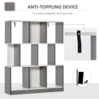 HOMCOM 3-Tier Wooden Bookcase, Display Shelf Freestanding Decorative Storage Shelving, Home Office Grey and White(m-5)