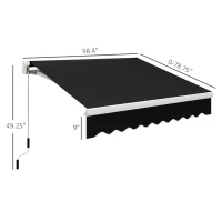 Outsunny 8' x 6.6' Patio Retractable Awning, Manual Exterior Sun Shade Deck Window Cover, Black(m-3)