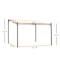 Outsunny 10' x 13' Outdoor Pergola Gazebo, Steel Patio Canopy with Weather-Resistant Fabric and Drainage Holes, Cream White(m-3)