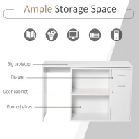 HOMCOM 180° Rotating Home Office Corner Desk Storage Shelf Cabinet White(m-6)