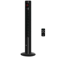 HOMCOM Freestanding Tower Fan Cooling for Home Bedroom with Oscillating, 3 Speed, 12h Timer, LED Sensor Panel, Remote Controller, Black(m-11)