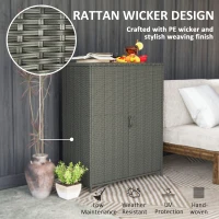 Outsunny Rattan Wicker Outdoor Storage Cabinet with 4 Shelves and 2 Doors for Garden Pool Towel Storage, Dark Gray(m-5)