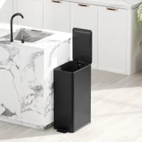 HOMCOM 5.3 Gallon Stainless Steel Kitchen Garbage Can with Soft-close Lid, Foot Pedal, Fingerprint-Proof, Black(m-9)
