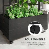Outsunny Raised Garden Bed with Trellis and Wheels, Outdoor Planter Wooden Elevated Garden Bed for Garden, Patio, Balcony(m-5)