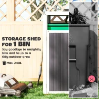 Outsunny Single Garbage Bin Shed, Lockable Outdoor Storage Shed with Openable Lid, Galvanized Frame for Garden Patio, Dark Grey(m-4)