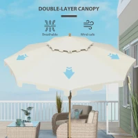 Outsunny 8.8' Patio Umbrella with Push Button Tilt and Crank, Cream White(m-6)
