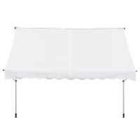 Outsunny 10x5ft Manual Retractable Awning, Patio Sun Shade Canopy Shelter with 5.6-9.2ft Support Pole, Water Resistant UV Protector, for Window, Door, Porch, Deck, White(m-11)