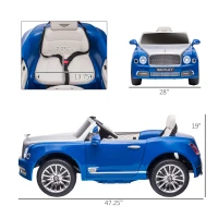 Aosom Bentley Mulsanne 12V Ride on Car, Battery Powered Car with Remote Control, Suspension, Startup Sound, LED Lights, MP3, Horn, Music, Forward and Backward, 2 Motors, Blue(m-3)