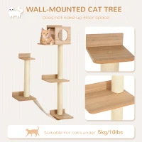 PawHut Cat Shelf for Wall, Multi Level Cat Tree Tower with Cat Condo, Sisal Scratching Posts, Cat Perches, Ladder, Cat Wall Furniture for Indoor Use(m-4)