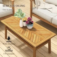 Outsunny Outdoor Coffee Table, Acacia Wood Rustic Patio Table for Garden, Backyard, Balcony, Deck, Natural Wood(m-5)
