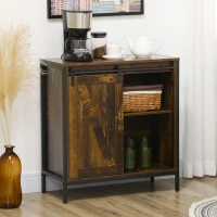 HOMCOM Buffet Cabinet, Farmhouse Sideboard, Bar Cabinet with Adjustable Shelf, Sliding Barn Door for Kitchen, Rustic Brown(m-10)