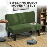 HOMCOM 46.5" Loveseat Couch with USB Ports, Corduroy Love Seat Sofa with Wood Legs for Living Room, Bedroom, Small Space, Green(m-9)