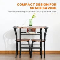 HOMCOM Dining Table Set of 3, 31.5" Kitchen Table and Chairs Set for 2 with Shelf, for Small Space, Dining Room, Living Room(m-5)