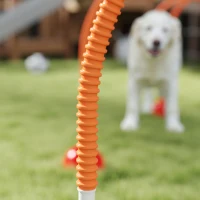 PawHut 4 Piece Dog Agility Equipment w/ 4 Adjustable Width Doors, Carry Bag, Easy Assemble & Portable, Orange(m-8)