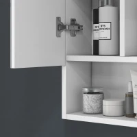 kleankin Wall Mounted Bathroom Medicine Cabinet with Mirror and Adjustable Shelves, White(m-10)