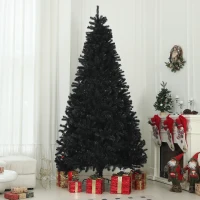 HOMCOM 9ft Unlit Artificial Black Christmas Tree, Holiday Décor with 2132 Branch Tips, Auto Open and Steel Base(m-8)