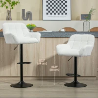 HOMCOM Swivel Barstools Set of 2 Adjustable Bar Stools with Footrest Armrests for Dining Room Cream White(m-4)