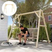 Outsunny 660 lbs Porch Swing Frame, A-Frame Hanging Chair Stand Only for DIY Painting, Swing Chair Stand for Backyard, Patio(m-10)