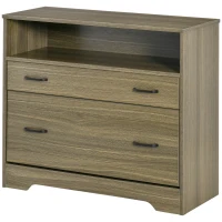 Vinsetto Lateral File Cabinet with Shelf, 2 Drawer Filing Cabinet for Letter Sized Papers, Print Stand, Charcoal Grey(m-11)