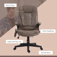 Vinsetto 6 Point Vibrating Massage Office Chair with Heat, Microfiber Massage Desk Chair with Reclining Backrest, Dark Brown(m-9)
