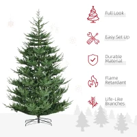 HOMCOM 9 Foot Artificial Christmas Tree, Nordic Pine Hinged Xmas Tree with 1939 Realistic Branches, Wide Steel Base, Auto Open, Green(m-4)
