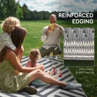 Outsunny Reversible Outdoor RV Rug, Patio Floor Mat, 6' x 9' Plastic Rug for Backyard, Deck, Beach, Camping, Grey and Cream(m-9)