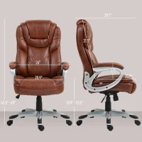 HOMCOM High Back Desk Chair with Swivel Wheels, Tilt Function, Executive Office Chair with Cushion & Adjustable Height, Brown(m-3)