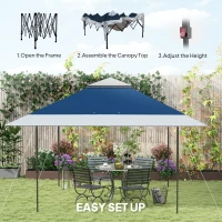 Outsunny 13' x 13' Pop Up Canopy Tent, UPF50+ Tents for Parties, Height Adjustable, with Wheeled Carry Bag and 4 Sand Bags, Navy(m-4)