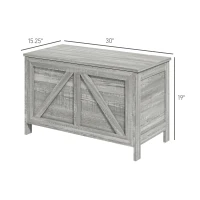 HOMCOM Storage Chest, Farmhouse Lift Top Box Organizer with Safety Hinge, for Bedroom, Entryway, Living Room, Gray Wood Grain(m-3)