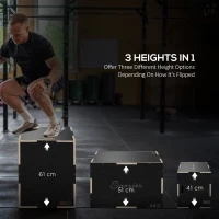 Soozier 24/20/16 In Wooden Plyometric Jump Box with Handle Openings for Home Gym Workout Training(m-4)