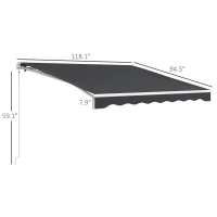 Outsunny 10' x 8' Electric Awning, Retractable Awning, UV Protection Sun Shade Shelter with Remote Controller and Manual Crank Handle for Deck, Balcony, Yard, Dark Gray(m-3)