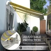 Outsunny 8' x 6.5' Manual Retractable Awning with LED Lights, Aluminum Sun Canopies for Patio Door Window, Yellow and Grey(m-5)