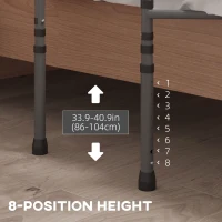 HOMCOM Bed Rail for Adults Safety, Height Adjustable Bed Assist Rail Grab Bar with Storage Pocket, Grey(m-4)