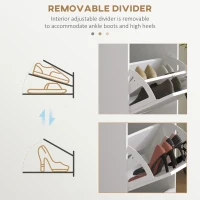 HOMCOM Slim Shoe Cabinet with 3 Flip Drawers and Adjustable Shelves, Narrow Shoe Cabinet for 15 Pairs of Shoes, White(m-6)