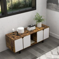 PawHut Hidden Cat Litter Box Enclosure with 2 Cabinets, Double Doors, and Sand Drain Pad, Rustic Brown(m-8)