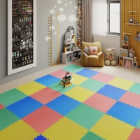 HOMCOM 54pcs EVA Foam Interlocking Tiles Exercise Gym Mat Non-Skid 209sq.ft Multi-Color(m-8)