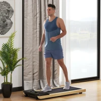 Soozier 2.5HP Walking Pad, Wood Under Desk Treadmill with Remote Control, Transport Wheels and LED Display for Home Gym Office(m-10)