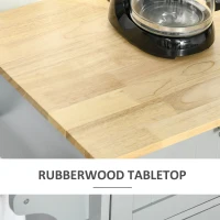 HOMCOM Mobile Kitchen Island with Storage, Kitchen Cart with Wood Top, Storage Drawers, 3-door Cabinets, Adjustable Shelves and Towel Rack, Gray(m-7)