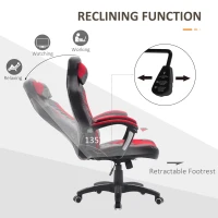 HOMCOM 6 Vibrating Point Massage Computer Gaming Chair 5 Modes, Racing Style Heated Desk Chair Swivel Rolling Chair with Headrest, Red / Black(m-6)