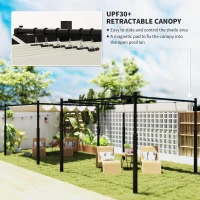 Outsunny 10' x 10' Retractable Pergola Canopy with Magnetic Fixture, UPF30+ Outdoor Pergola, Cream White(m-4)
