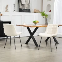 HOMCOM 2 Pieces Dining Chairs, Set of 2 Upholstered Kitchen Chairs with Padded Seat and Steel Legs for Living Room Cream White(m-8)