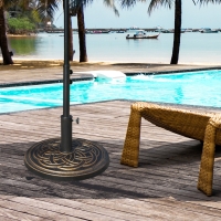 Outsunny 25 lb Heavy Duty Patio Umbrella Base, Round Market Umbrella Stand for Outdoor, Deck, Backyard, Garden, Bronze