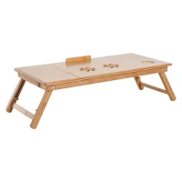 HOMCOM Adjustable Bamboo Laptop Desk Portable Foldable Breakfast Serving Bed Tray with Tilt Top (28.3"L)(m-2)