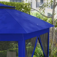 Outsunny 13' x 13' Pop Up Gazebo Hexagonal Canopy Shelter with 6 Zippered Mesh Netting for Patio Backyard Garden Wedding Party(m-9)