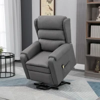 HOMCOM Lift Chair for Elderly, Power Chair Recliner with Footrest, Remote Control, Side Pockets for Living Room, Grey(m-8)
