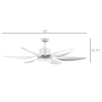 HOMCOM 52" Reversible Indoor Ceiling Fan with Light, Modern Mount LED Lighting Fan with Remote Control, for Bedroom, and Living Room, White(m-3)