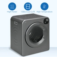HOMCOM Compact Laundry Dryer Machine, 1300W, 3.22 Cu. Ft. Electric Portable Clothes Dryer with 7 Drying Modes for Apartment or Dorm, Grey(m-9)